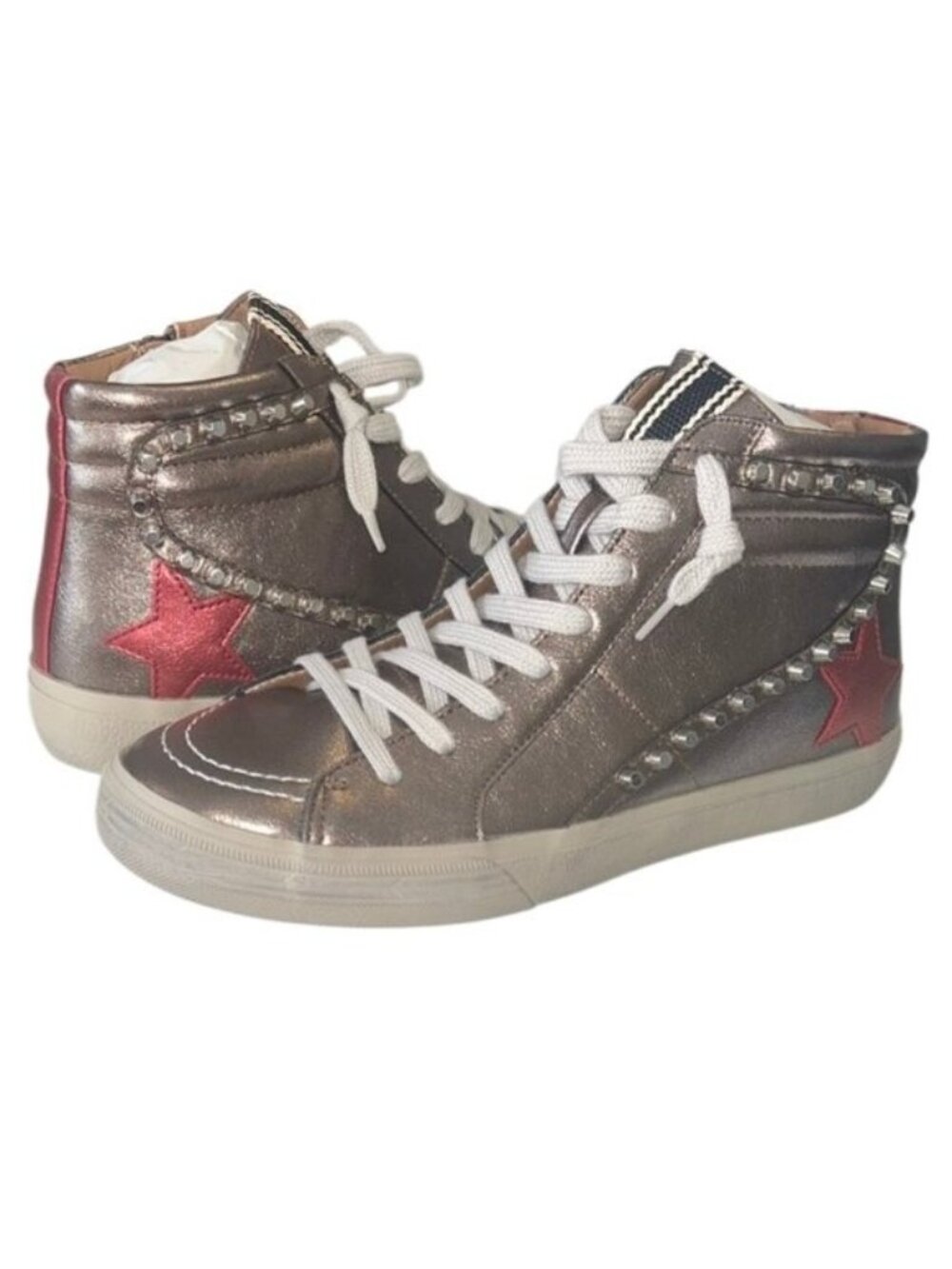 ShuShop Riri Pewter Studded Lace Up High Top Sneakers Size 11 New In Box